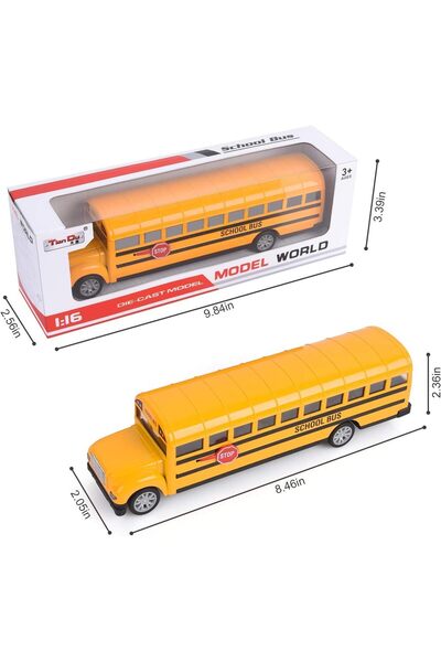 REZZOSS لعبة حافلة مدرسية جديدة للأطفال الصغار قابلة للسحب والصب (22 سم، أصفر)