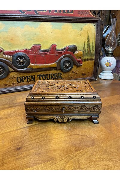 ANTİKA AYAL Ahşap oyma mücevher Sandıgı