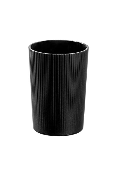 ACE حامل فرشاة أسنان بلاستيكي مزخرف من إنترديزاين (8 × 8 × 11.4 سم، أسود)