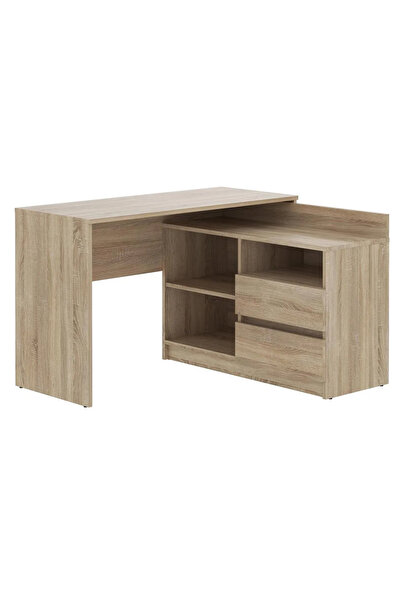 SERSIMO Birou de colț Delta 120x50x75 cm cu comodă 100x42x72 cm, 2 sertare, stânga/dreapta, Sonoma