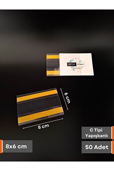 Şeffaf Etiket 50 komada C tip 8x6 cm etiketa za skladišne proizvode providna ...