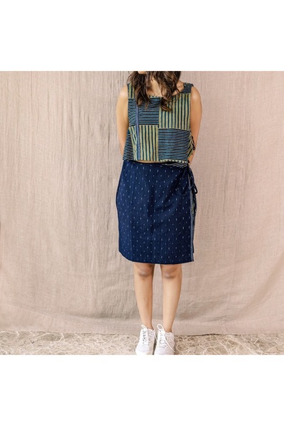 Ohrna SHAAJ Handmade Cotton Top & Free Size Mini Skirt Set Versatile Jute Trim Night Outfit