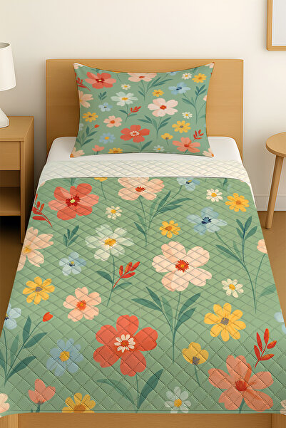 3D ELSE HALI Small Flowers Patterned Single Pique Set Bedspread