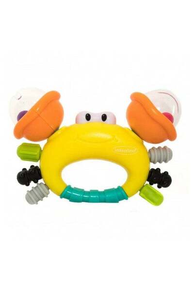 Infantino Rattle And Teether - Sand Crab, Orange/Yellow, Green, 0+ Months