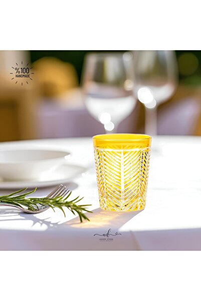 AKDEN STORE طقم أكواب ماء ملونة للديكور الكريستالي مكون من 6 قطع سعة 275 مل