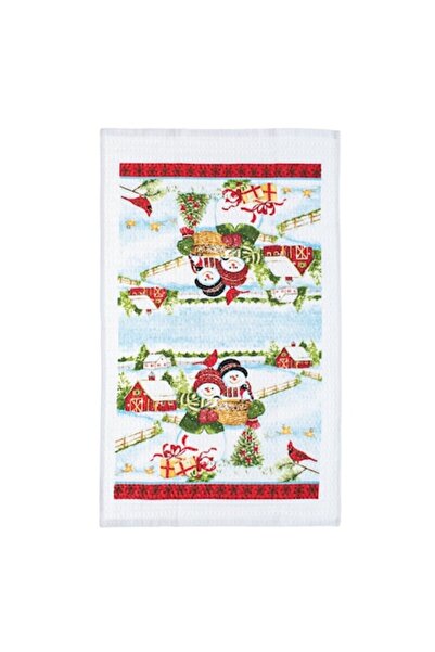 SHOPIENS Prosop de bucătărie cu design de Crăciun, bumbac alb, 60x35 cm, 229 GSM