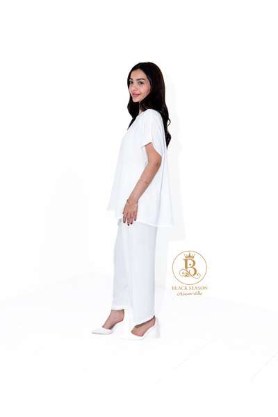 Black Season Black and white half-sleeve under-abaya set | - from Black |