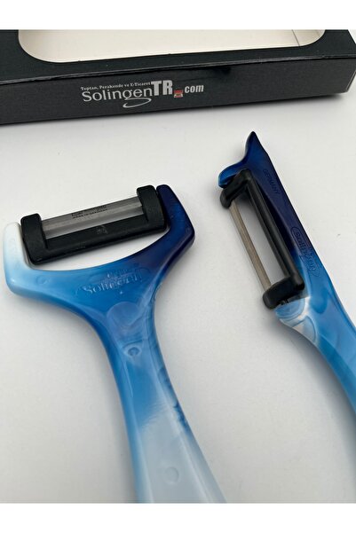 Solingen Original Ritter Swirl Side and Spoon Peeler Set of 2 Blue