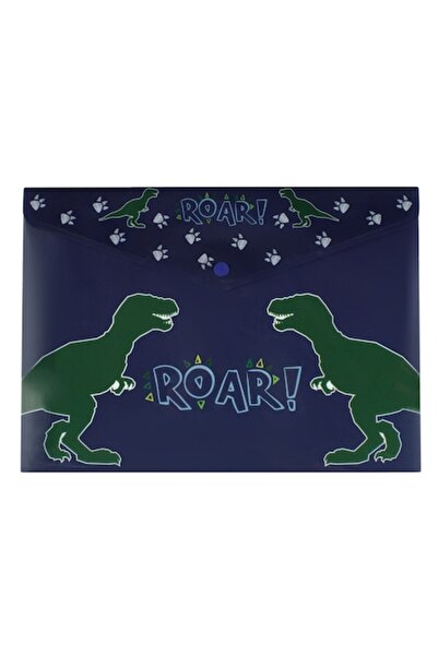 ANTBRO button-folder, blue with dinosaur pattern, 33 x 24 cm