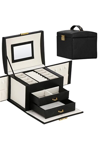 SERSIMO (DL) Jewelry storage and organization box, MDF, -leather, 18 x 13.5 x...