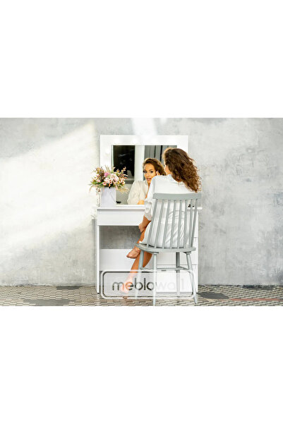 SERSIMO Hollywood dressing and makeup table with LED mirror and 4 drawers, 94x43x140 cm, matte white