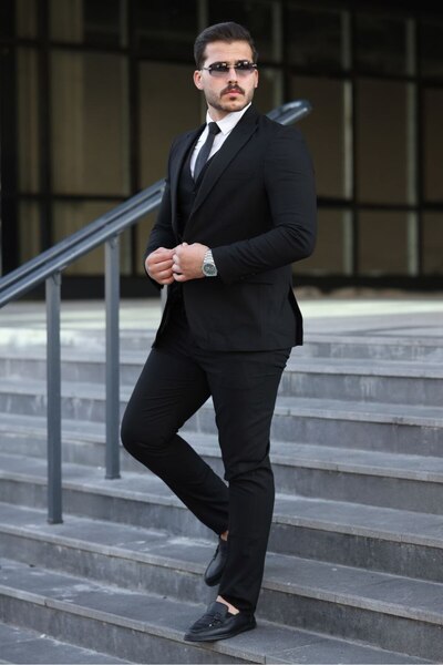 MISTER MR.PAPYON FASHION Erkek Dar Kalıp Slim Fit Ceket Yelek Pantolon Takım Elbise