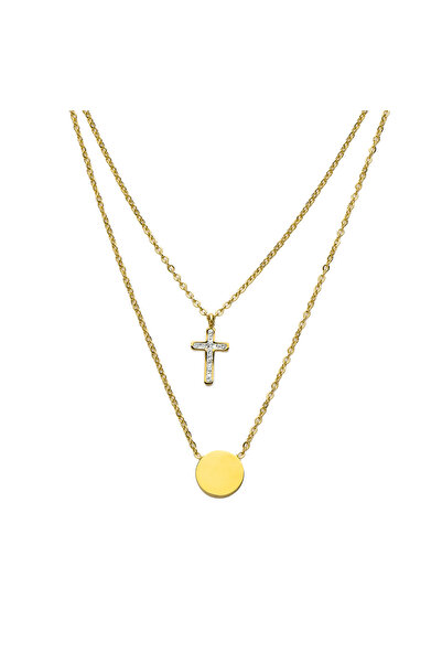 ElectraStore Colier Dublu Auriu Cu 2 Pandantive