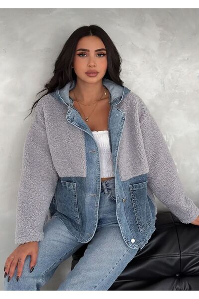 ALVOR Kadın Çıtçıt Düğmeli Çift Cepli Kapüşonlu Kapitone Mont