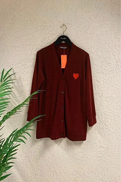 Büyük Moda Heart Embroidered Knitwear Cardigan