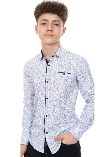 njn قميص منقوش بأكمام طويلة للأولاد