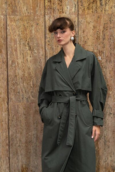 ossons Buttoned Double Breasted Trench Coat