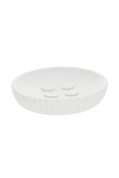 ACE Tendance Polyresin Soap Dish W/Rounded Stripes (White, 11 x 11 x 2.4 cm)