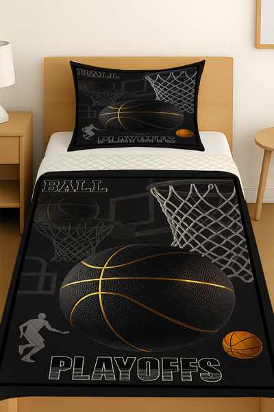 3D ELSE HALI Basketball Patterned Single Pique Set Bedspread