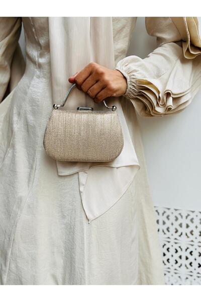 Çanta Trend Women's 2-Strap Evening Bag with Stone and Chain Detail