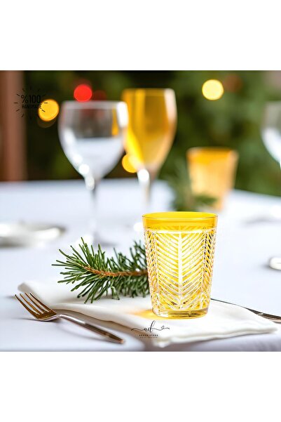 AKDEN STORE طقم أكواب ماء ملونة للديكور الكريستالي مكون من 6 قطع سعة 275 مل