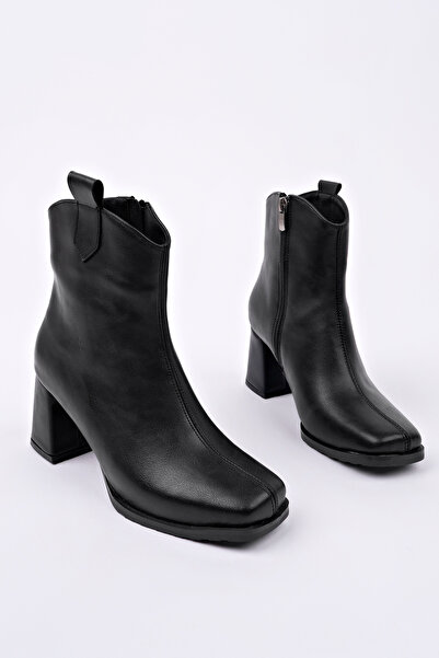 SOFT JAZZ Siyah Cilt Kaymaz Taban Küt Burun Fermuarlı Bot