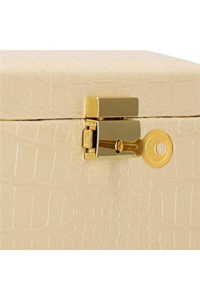 SERSIMO (DL) Jewelry storage and organization box, MDF, -leather and velour, 17.5 x 14 x 12.5cm, cream