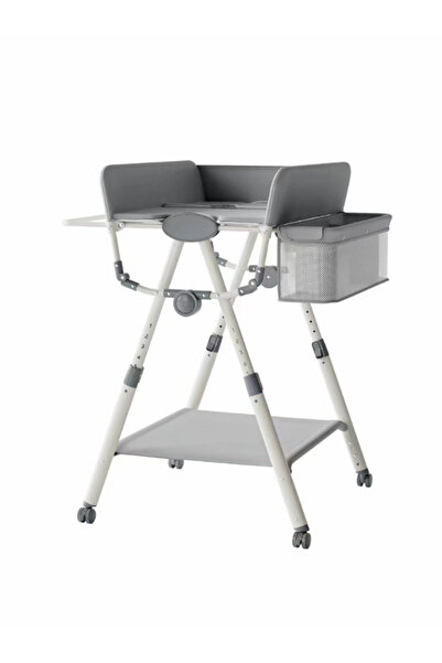 Other طاولة تغيير حفاضات الأطفال المتنقلة القابلة للطي - رمادي وأبيض، مع حقيبة تخزين جانبية وعجلات،