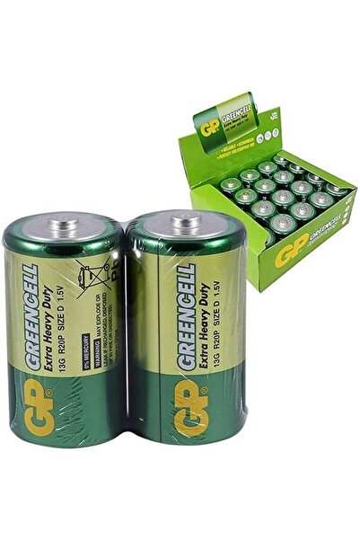 GP Greencell R20 1.5V Büyük D Boy Çinko-Karbon Pil 20'li Paket (13G)