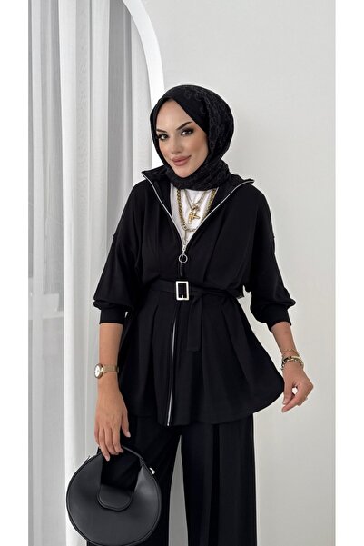 moda paketi Modal Fabric Belted 2-Piece Set