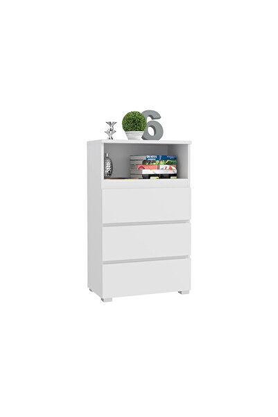 SERSIMO Chest of drawers with 3 drawers and open shelf Neo 03, 65x37x106 cm, matte finish, white