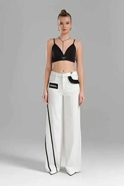 its basic tw3 Kadın Dokuma Kumaş Arka Kemer Lastikli Tasarım Pantolon