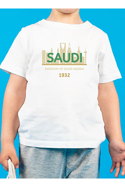 LOWHA تي شيرت قطني للأطفال والمراهقين لليوم الوطني السعودي أو ملابس الفخر السعودي اليومية للأولاد والبنات