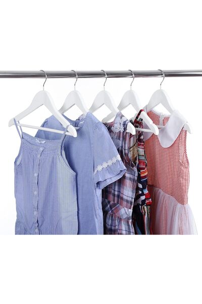 SONGMICS Children's hangers 35x20 cm, set of 20 pieces, solid wood with trouser bar and rotating hook