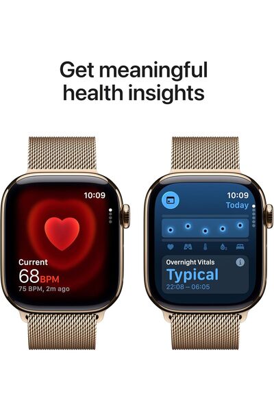 Apple Watch Series 11 GPS + Cellular 42mm Gold Titanium Case with Gold Milanese Loop