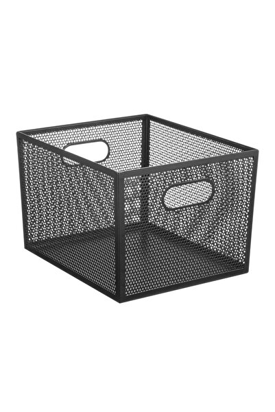 ACE سلة مهملات معدنية مثقبة من إنترديزاين (أسود، 30.5 × 25.4 × 20.3 سم)
