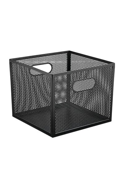 ACE سلة مهملات معدنية مثقبة من إنترديزاين (أسود، 25.4 × 25.4 × 20.3 سم)
