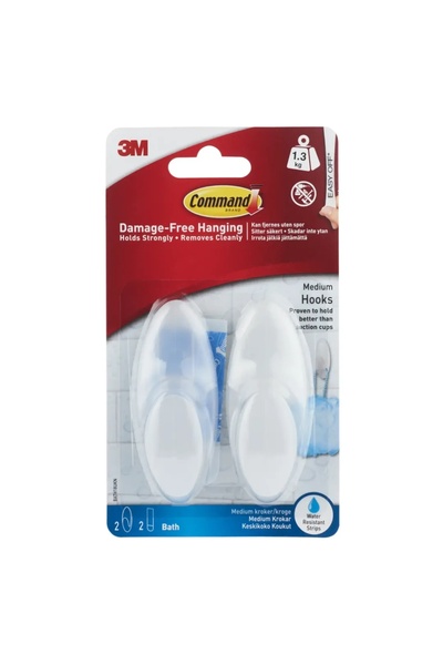 ACE مجموعة خطافات المناشف متوسطة الحجم من 3M Command (قطعتان)