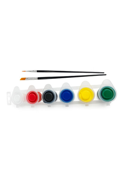 ehobici Set de vopsea acrilică în 6 culori + pensulă din 2 piese