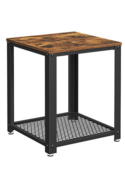 VASAGLE Side Coffee/Bedside Table, Metal Frame, 45x45x55 cm, Rustic Brown & Black