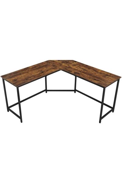 VASAGLE Birou de colț în formă de L, cadru din oțel, 149x149x75cm, industrial, rustic maro și negru