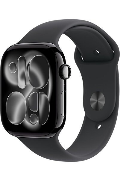 Apple Watch Series 11 GPS + Cellular 42mm Jet Black Aluminium Case with Black Sport Band - S/M
