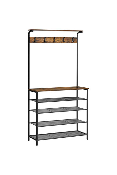 VASAGLE Cuier de hol cu depozitare pentru pantofi, 5 niveluri, 5 carlige dubl...