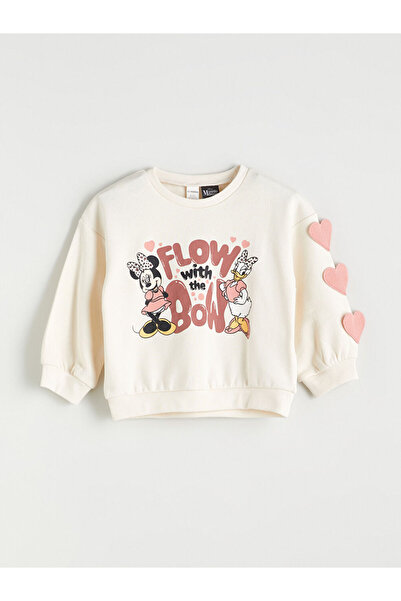 LC Waikiki سويت شيرت بناتي مطبوع برقبة دائرية من إكرو