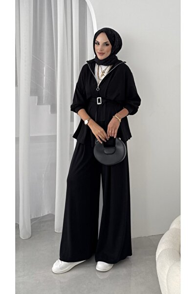 moda paketi Modal Fabric Belted 2-Piece Set