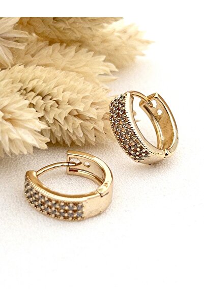 Siya Silver Special Series Zircon Stone Perforated Non-Tarnish Steel Hoop Earrings - 1.7 cm