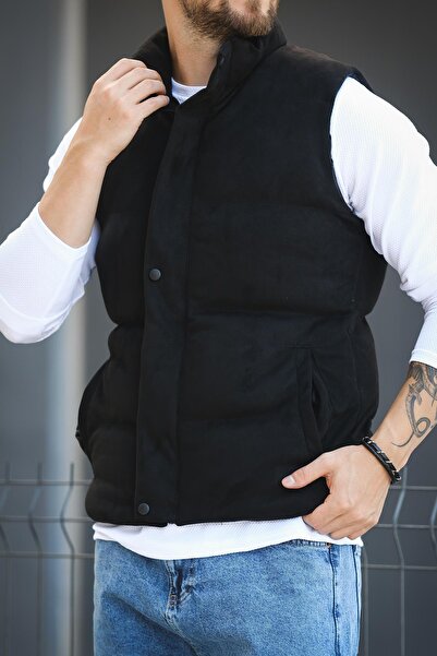 since 1990 man Mantaff Pocketed Stand Collar Filling Men's Inflatable Suede Nubuck Vest
