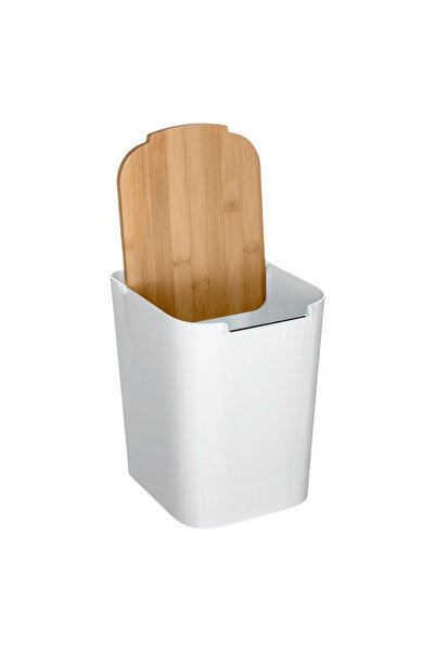 5FiveSmart 5Five Natureo waste bin with lid, polypropylene and bamboo, 5 liters, 22x19x24 cm, white