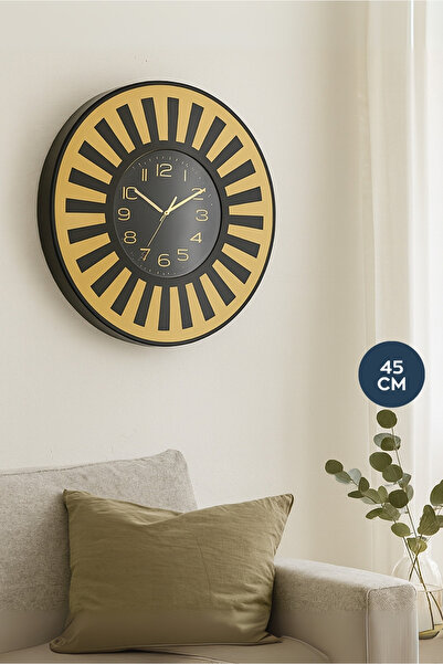 HOMİNG Siyah Gold Detaylı Duvar Saati 45 cm