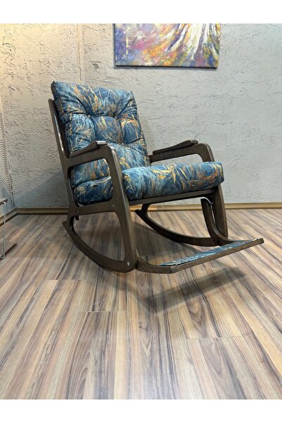 Asedia KONTES MAVİ DESENLİ SALLANAN SANDALYE SALLANAN KOLTUK KEYİF KOLTUĞU Dİ...